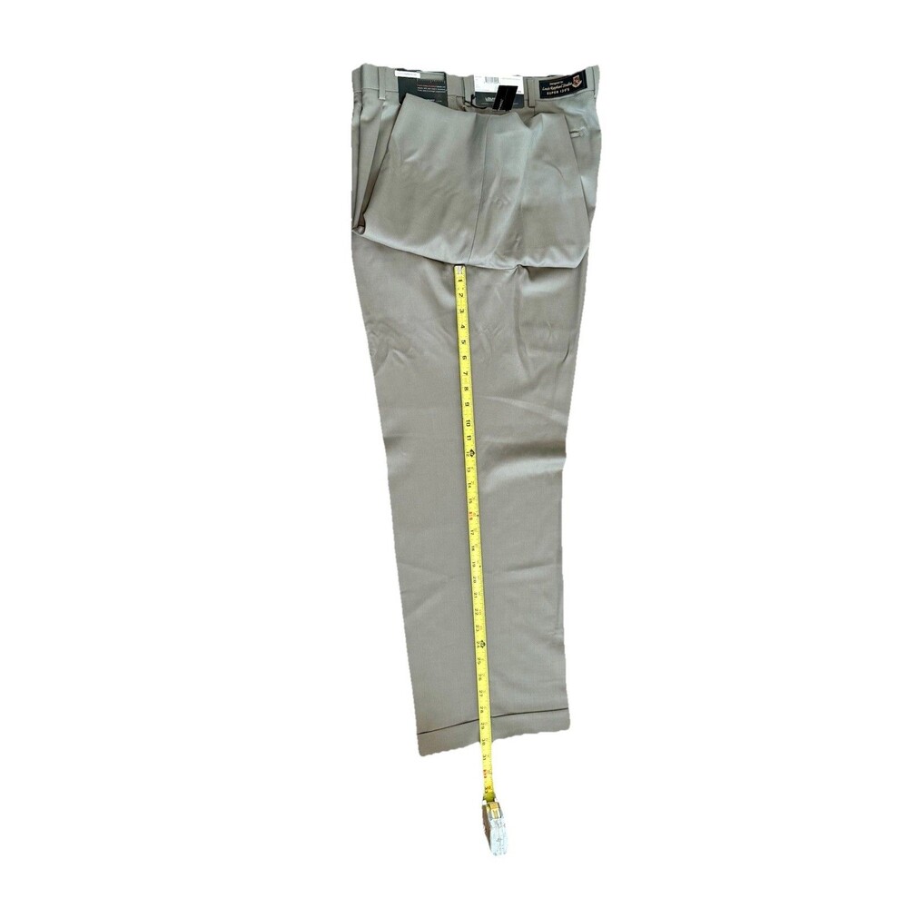 Louis Raphael Luxe Tan Super 120s Wool Trousers Pleated Pants 40x30 NWT - Picture 6 of 10